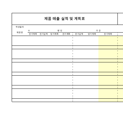 제품실적및계획표